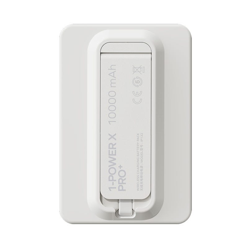 MOMAX 1-POWER X PRO+ 10000mAh MAGNETIC WIRELESS POWER BANK WITH STAND AND BUILT-IN USB-C CABLE (White)