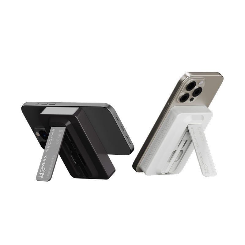 MOMAX 1-POWER X PRO+ 10000mAh MAGNETIC WIRELESS POWER BANK WITH STAND AND BUILT-IN USB-C CABLE (White)