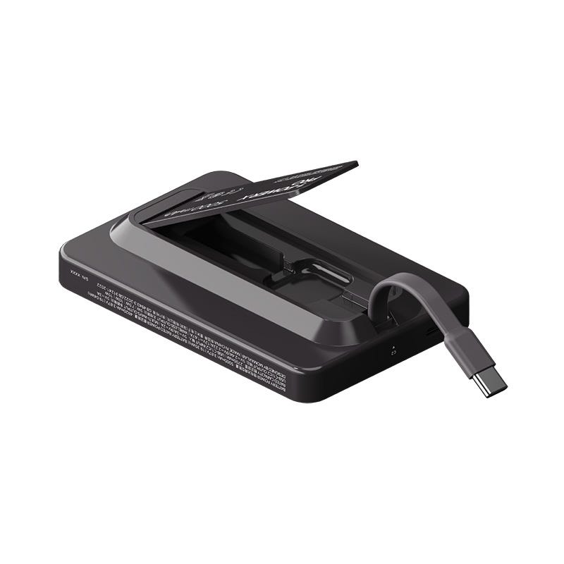 MOMAX 1-POWER X PRO 5000mAh MAGNETIC WIRELESS POWER BANK WITH STAND AND BUILT-IN USB-C CABLE (Black)