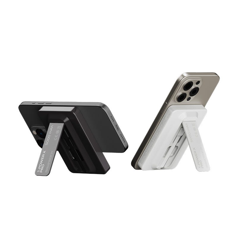 MOMAX 1-POWER X PRO 5000mAh MAGNETIC WIRELESS POWER BANK WITH STAND AND BUILT-IN USB-C CABLE (Black)