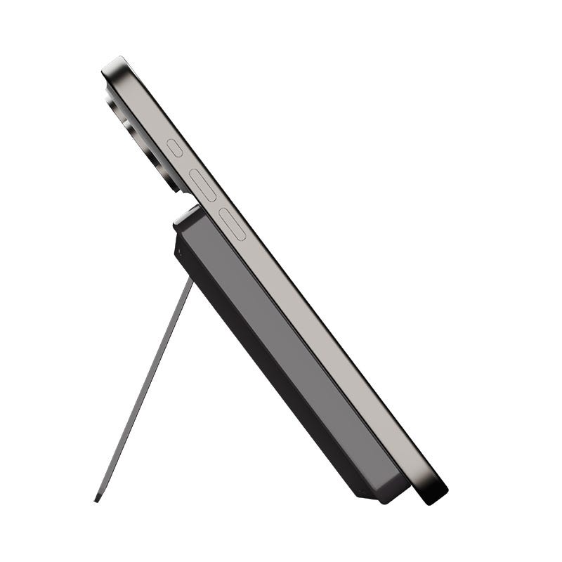 MOMAX 1-POWER X PRO 5000mAh MAGNETIC WIRELESS POWER BANK WITH STAND AND BUILT-IN USB-C CABLE (Black)