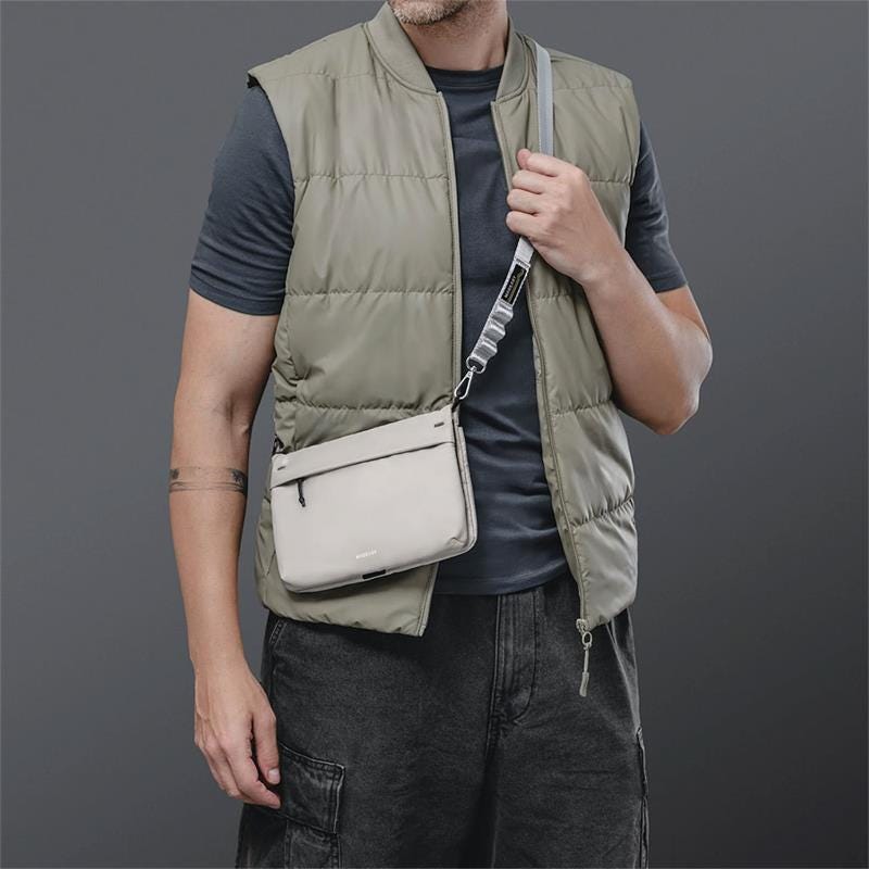 MAGEASY 2L Sacoche Utility Crossbody Bag + Strap Phone Lanyard 20mm-Cement Grey + Galaxy Gray