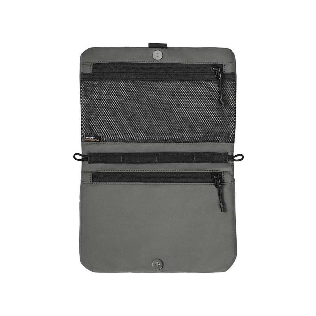 MAGEASY 2L Sacoche Utility Crossbody Bag + Strap Phone Lanyard 20mm-Graphite Black + Concrete Gray