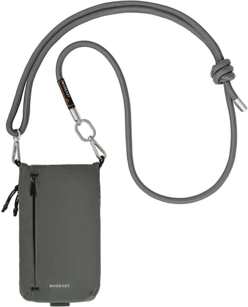 MAGEASY Phone Sacoche Utility Crossbody Bag + Strap Phone Lanyard 8.3mm- Graphite Black + Concrete Gray 