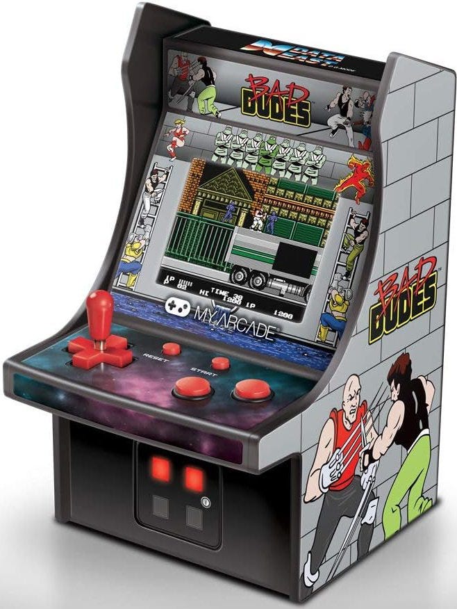 6.75" COLLECTIBLE RETRO BAD DUDES MICRO PLAYER - GRAY & BLACK