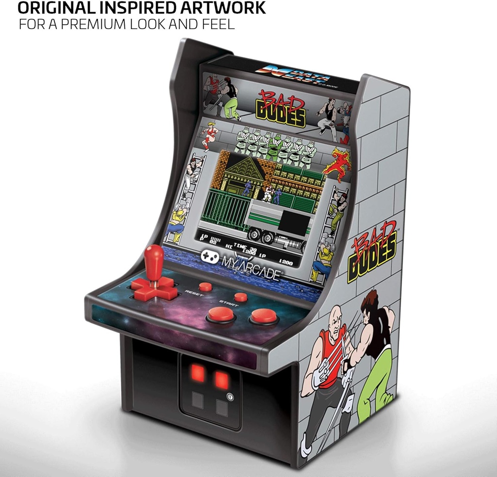6.75" COLLECTIBLE RETRO BAD DUDES MICRO PLAYER - GRAY & BLACK