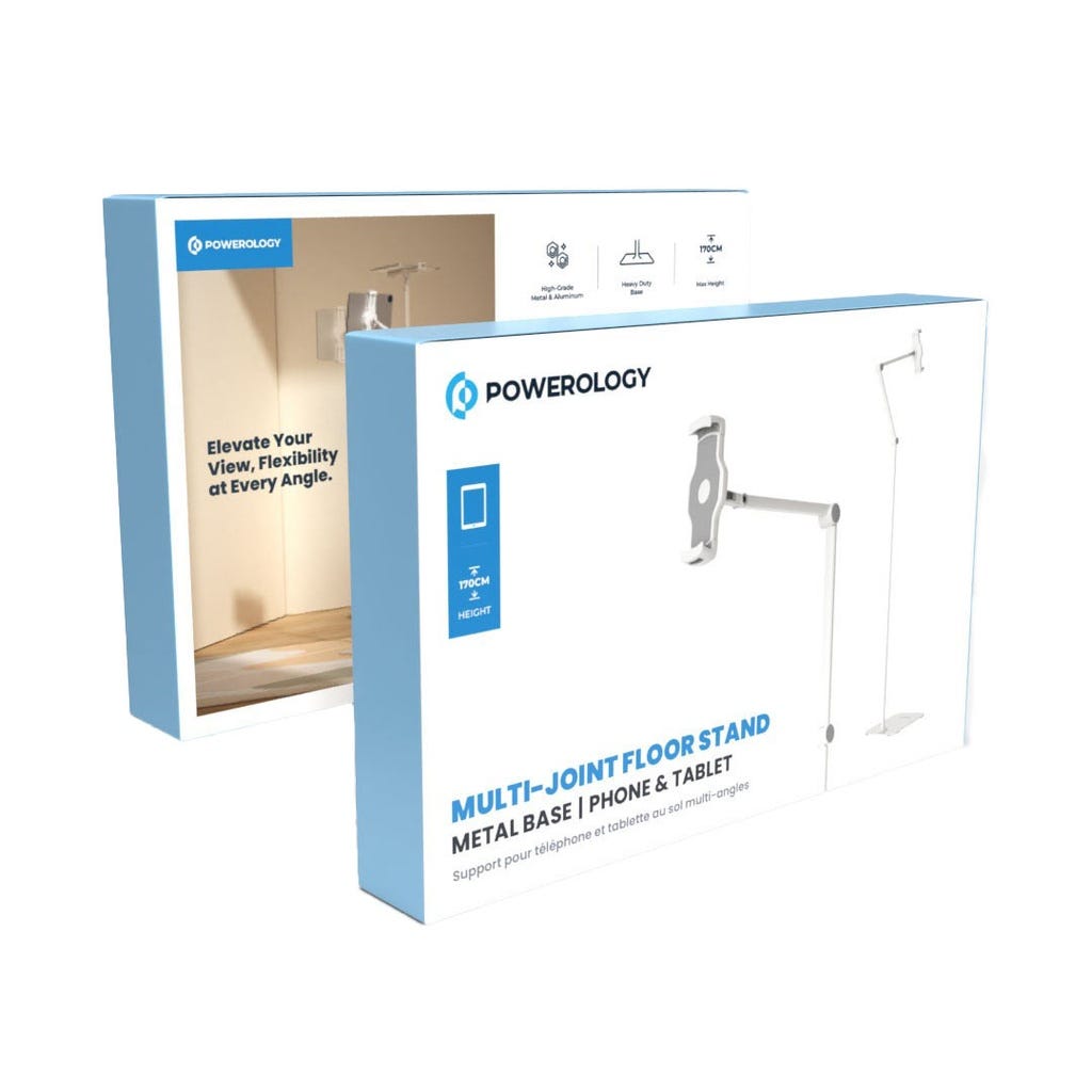 Powerology Multi-Joint Floor Stand Metal Base With Phone & Stand White