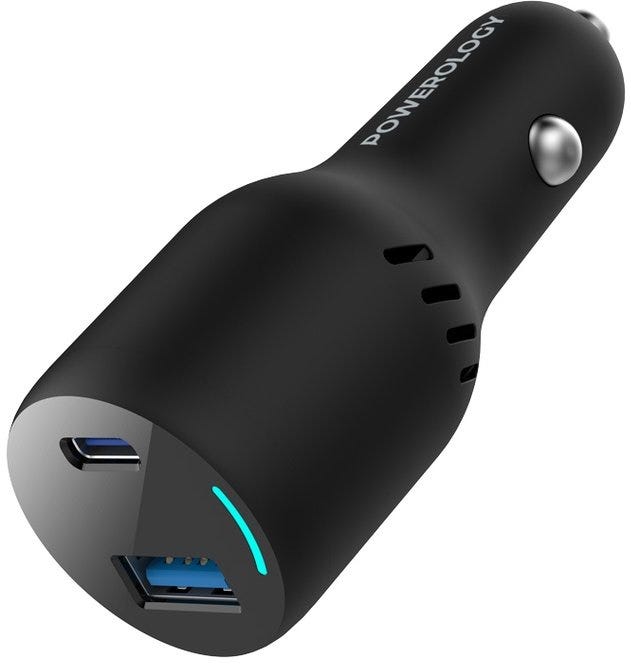 Powerology Dual Port Car Charger Black