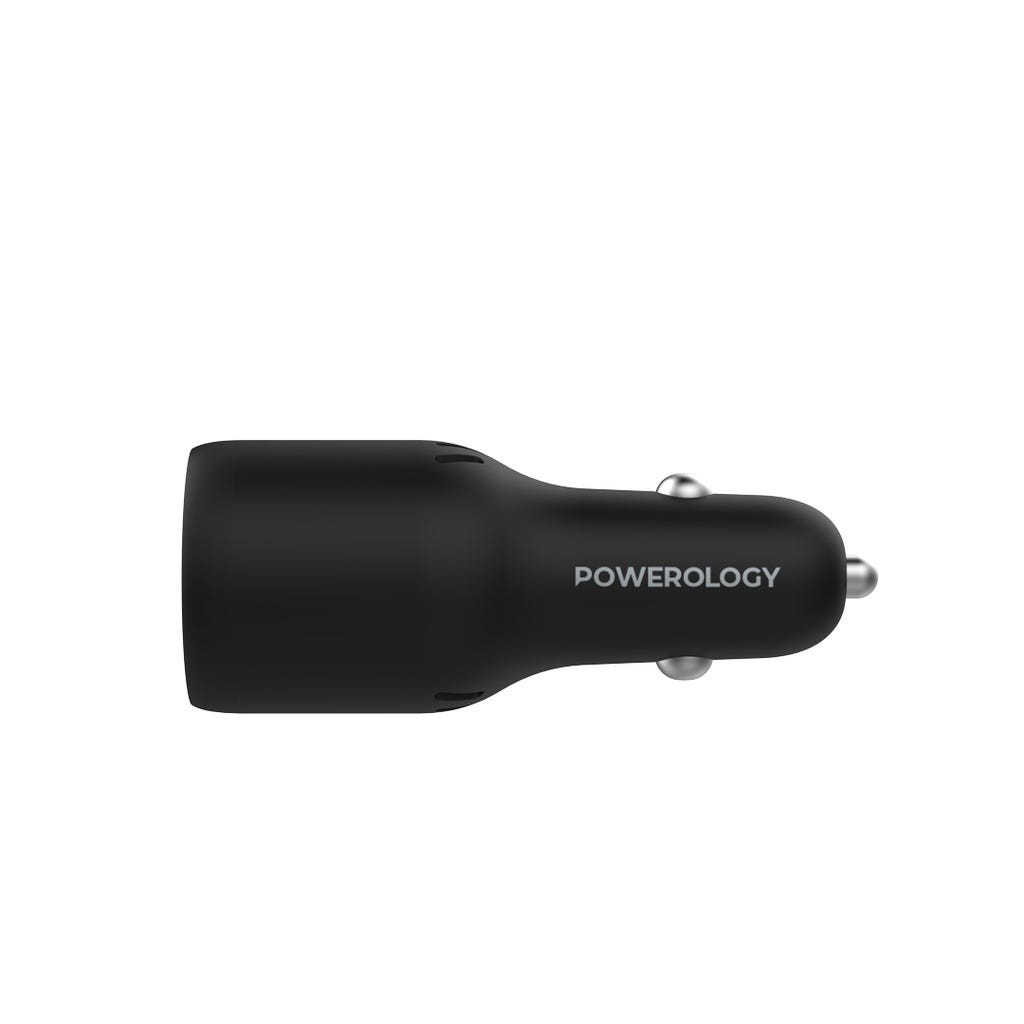 Powerology Dual Port Car Charger Black