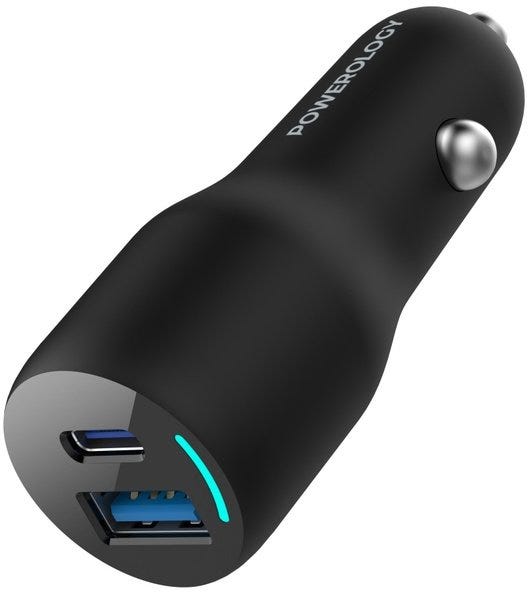 Powerology Dual Port Car Charger Black