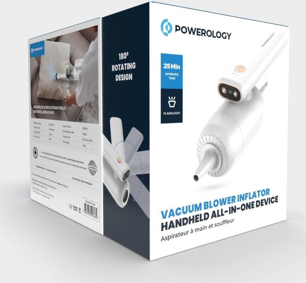Powerology Vacuum Blower Inflator Handheld All-In-One Device White