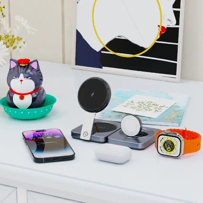 Powerology 3-in-1 Foldable Magnetic Wireless Charger Black