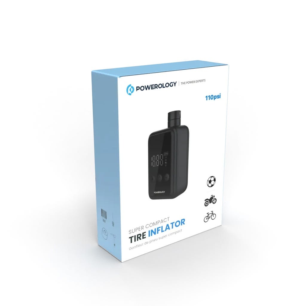 Powerology Super Compact Tire Inflator Black