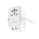 Powerology GaN 20W PD Universal Adapter Retractable Type-C Cable White