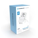 Powerology GaN 20W PD Universal Adapter Retractable Type-C Cable White