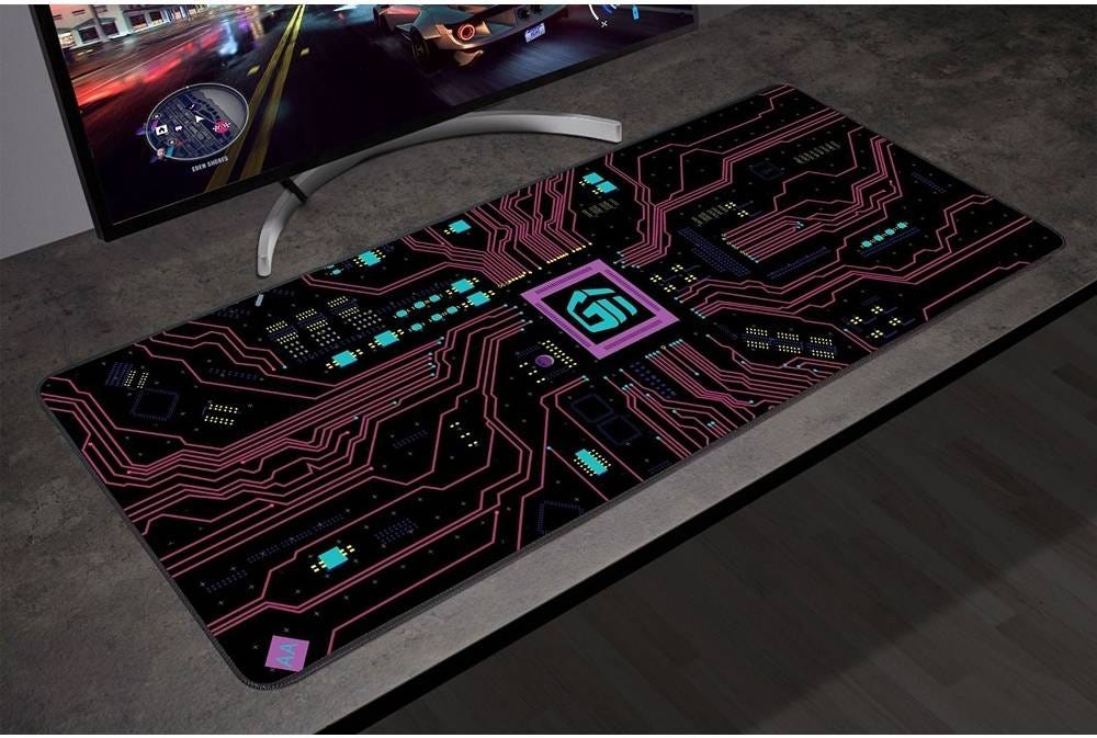 GamerTek Circuit Hot Pink Desk Mat