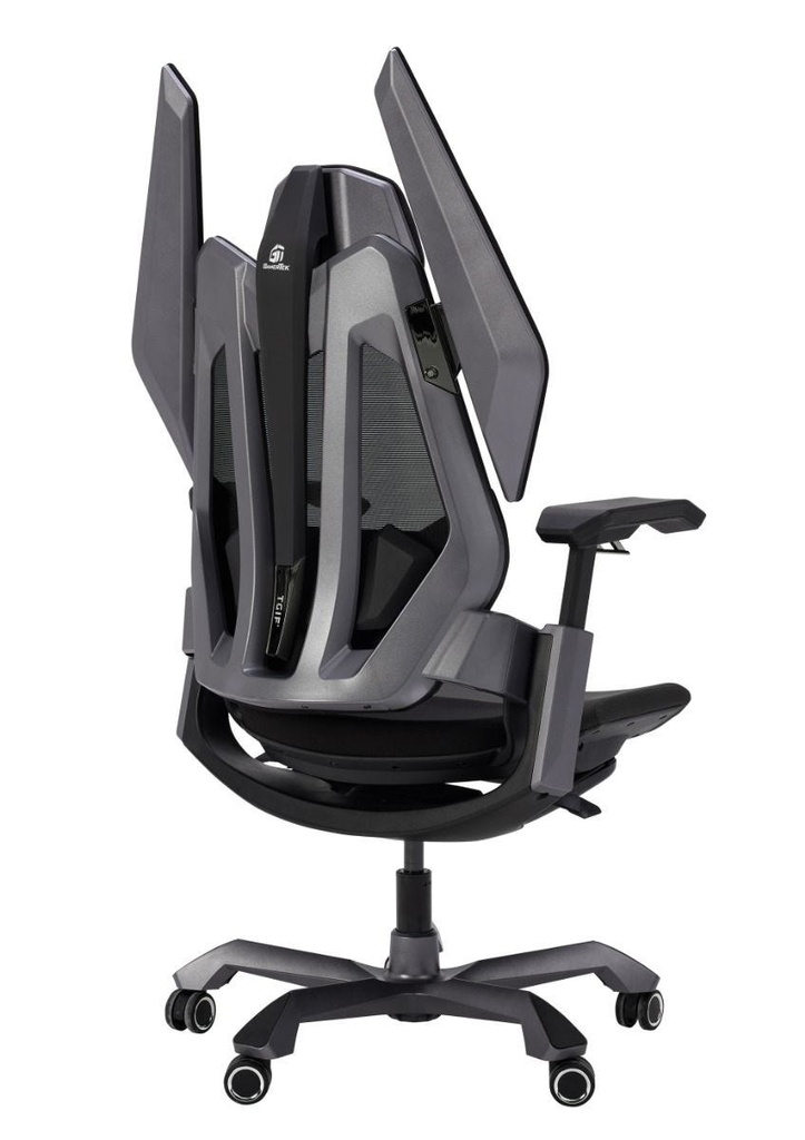 GamerTek Final Boss Gaming Chair – Black & Gray, Fabric & Mesh, Dual Lumbar Support, Adjustable Armrests