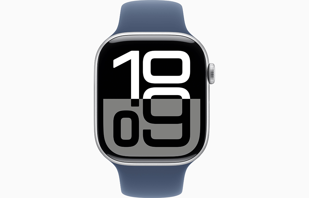 Apple Watch Series 10 GPS 46mm Silver Aluminium Case with Denim Sport Band - M/L