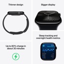 Apple Watch Series 10 GPS 46mm Jet Black Aluminium Case with Black Sport Band - M/L