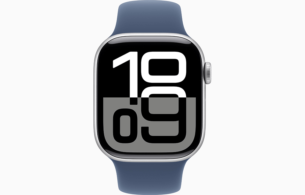 Apple Watch Series 10 GPS 42mm Silver Aluminium Case with Denim Sport Band - M/L