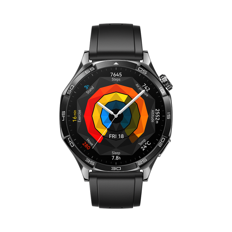 HUAWEI WATCH GT 5 46MM BLACK â€“ BLACK FLUOROELASTOMER STRAP
