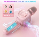 OneOdio Star10 Wireless Bluetooth Karaoke Microphone with Disco Light Pink