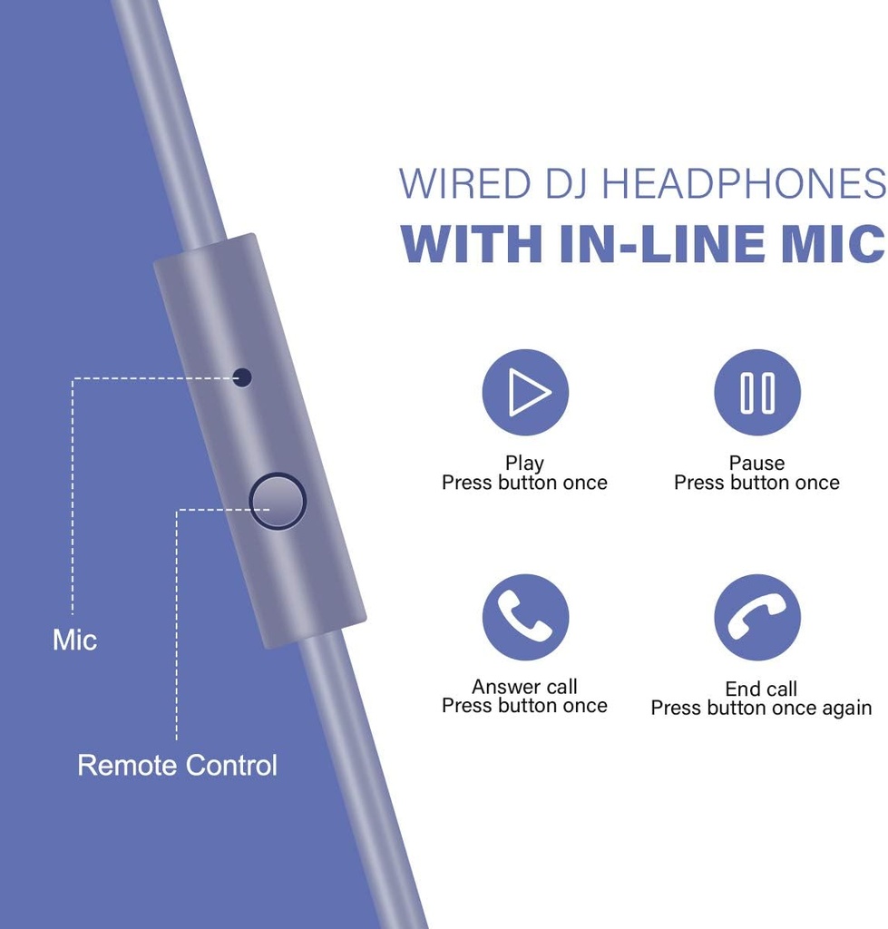 OneOdio Pro-10 Over Ear Headphone, Wired DJ Bass Headsets with 50mm Driver, Foldable Lightweight Light Blue