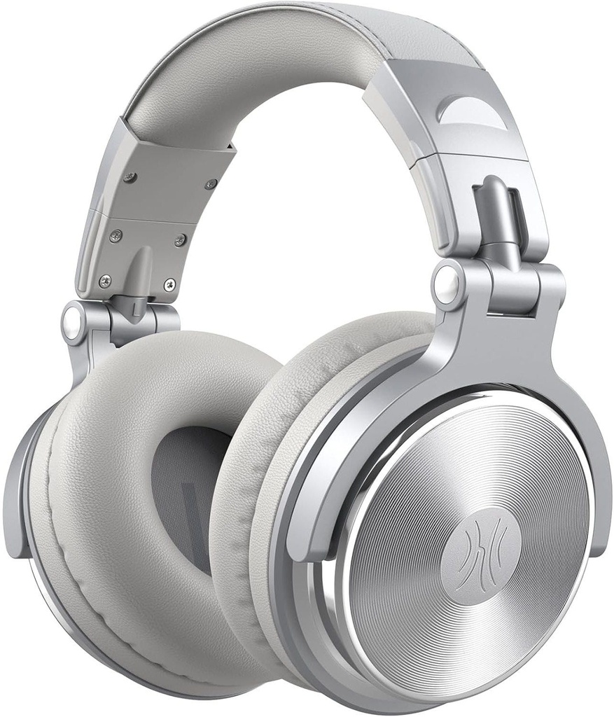 OneOdio Pro-10 Over Ear Headphone, Wired DJ Bass Headsets with 50mm Driver, Foldable Lightweight Silver