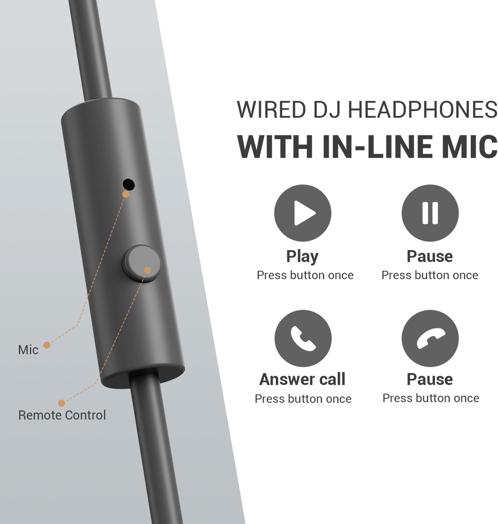 OneOdio Pro-10 Over Ear Headphone, Wired DJ Bass Headsets with 50mm Driver, Foldable Lightweight Gold