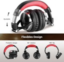 OneOdio Pro-10 Over Ear Headphone, Wired DJ Bass Headsets with 50mm Driver, Foldable Lightweight Black/Red