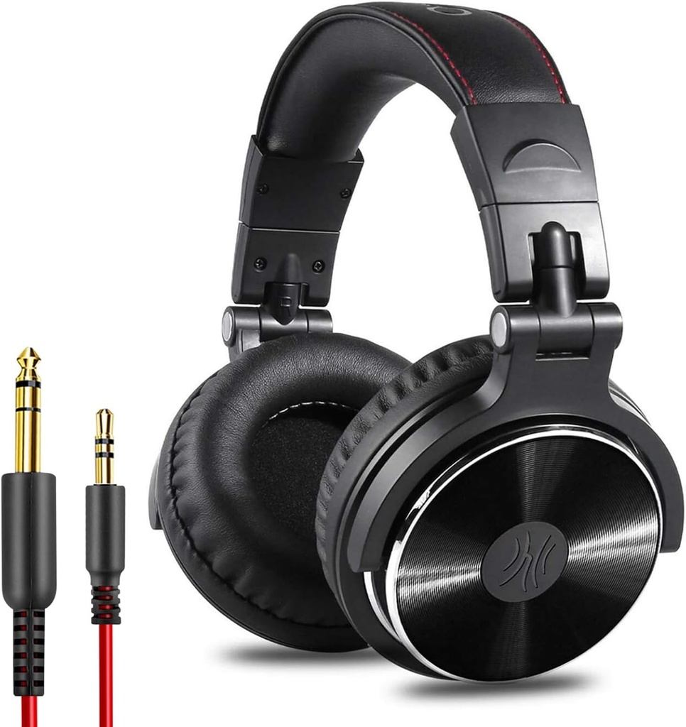 OneOdio Pro-10 Over Ear Headphone, Wired DJ Bass Headsets with 50mm Driver, Foldable Lightweight Black