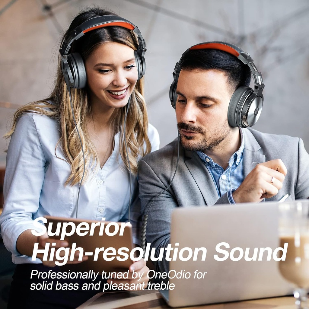 OneOdio Pro 50 Studio Wired Headphones Hi-Res Audio Dark-silver