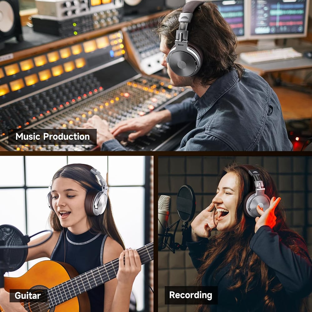 OneOdio Pro 30 Studio Wired Headphones Silver-brown