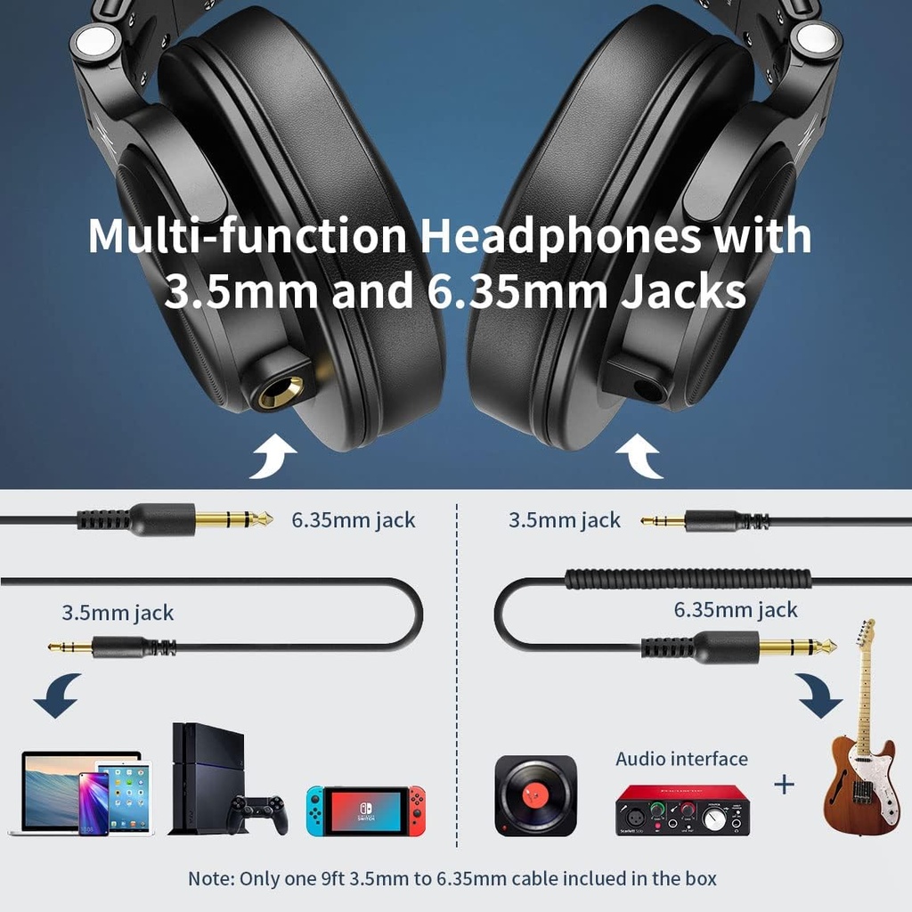 OneOdio A71 Hi-Res Studio Recording Headphones - Wired Over Ear Headphones Black