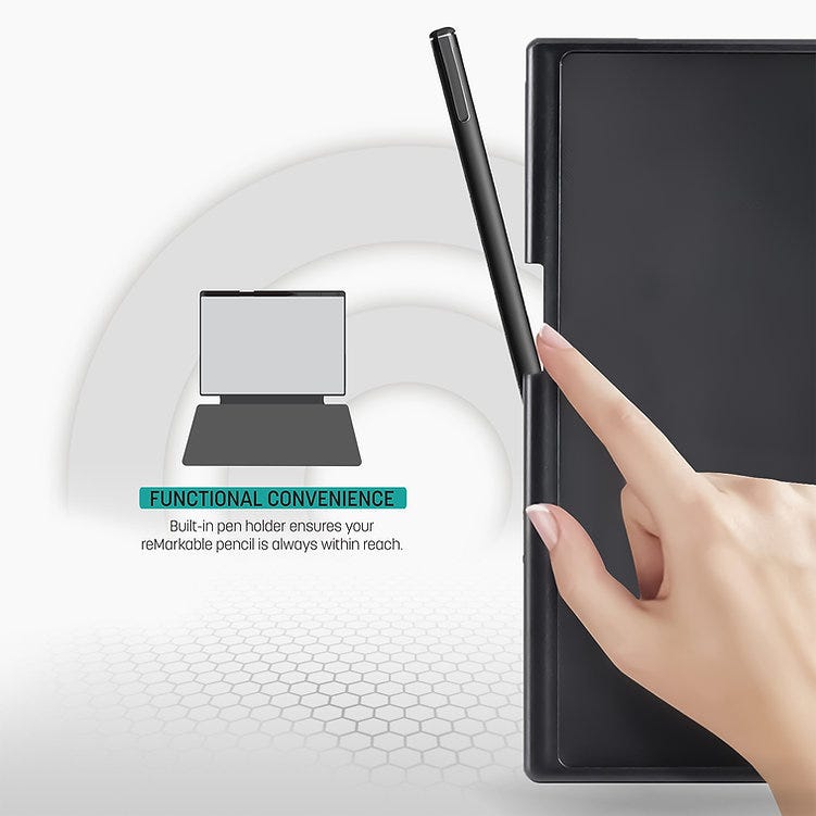 HYPHEN Slim Magnetic Case with Pen holder for Remarkable 2 - Black