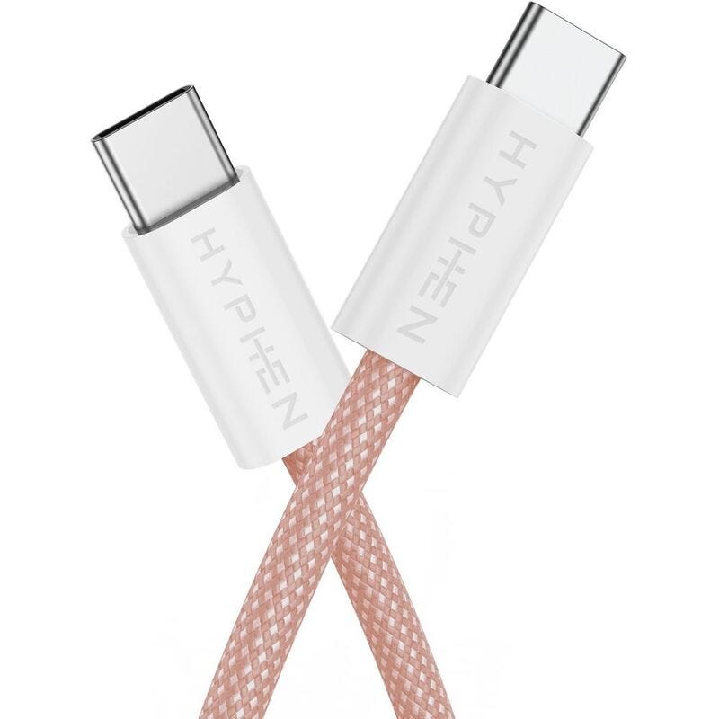 HYPHEN VIBE Braided Type C to C Cable - 60W - Pink - 1M
