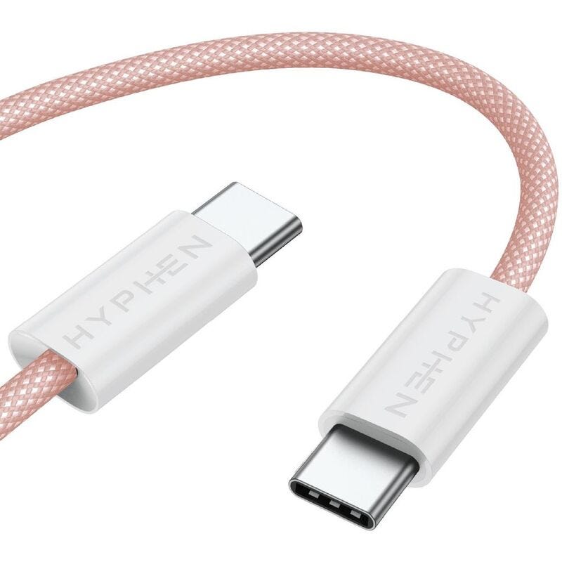 HYPHEN VIBE Braided Type C to C Cable - 60W - Pink - 1M