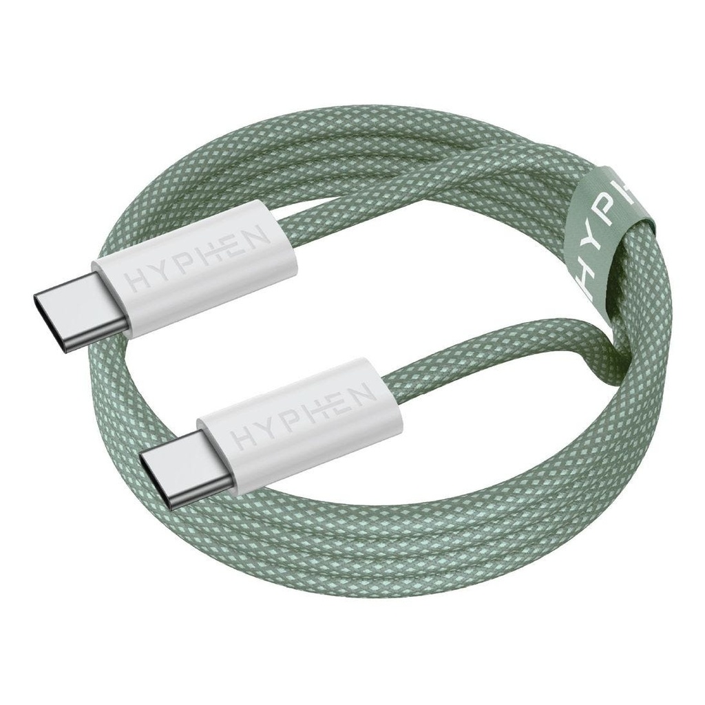 HYPHEN VIBE Braided Type C to C Cable - 60W - Green - 1M