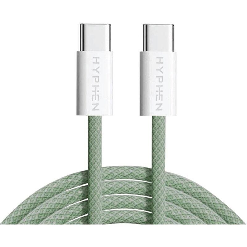 HYPHEN VIBE Braided Type C to C Cable - 60W - Green - 1M