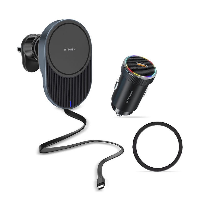 HYPHEN MAGT WC15 MagSafe Wireless Charger 15W with built in Type C Cable - Black