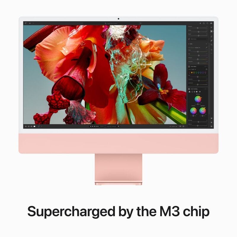 Apple iMac 24-inch Retina 4.5K M3 chip 8 core CPU 10 core GPU, 256GB Pink