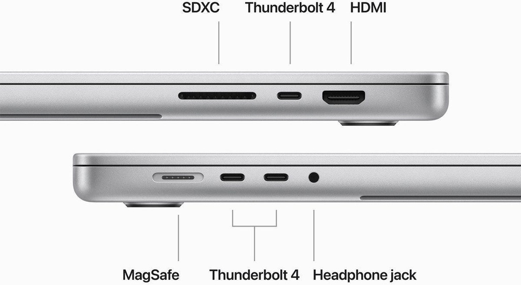Apple MacBook Pro 14" M3 chip with 8 core CPU and 10 core GPU, 512GB SSD KB- ENG/ARB - Silver