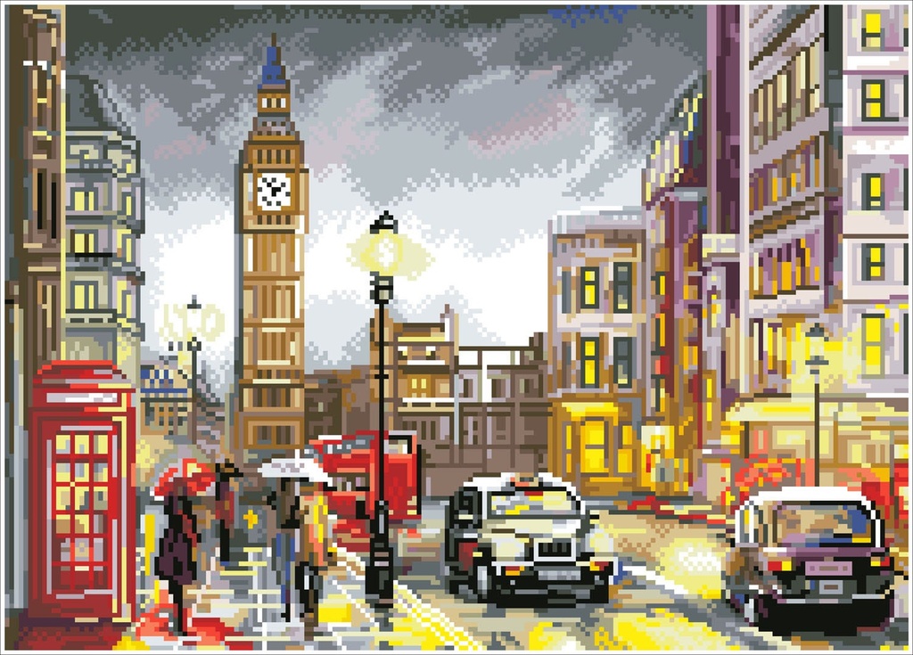 Dotting Diamond Set London Scene kit with frame 37.00 x 51.50 CM