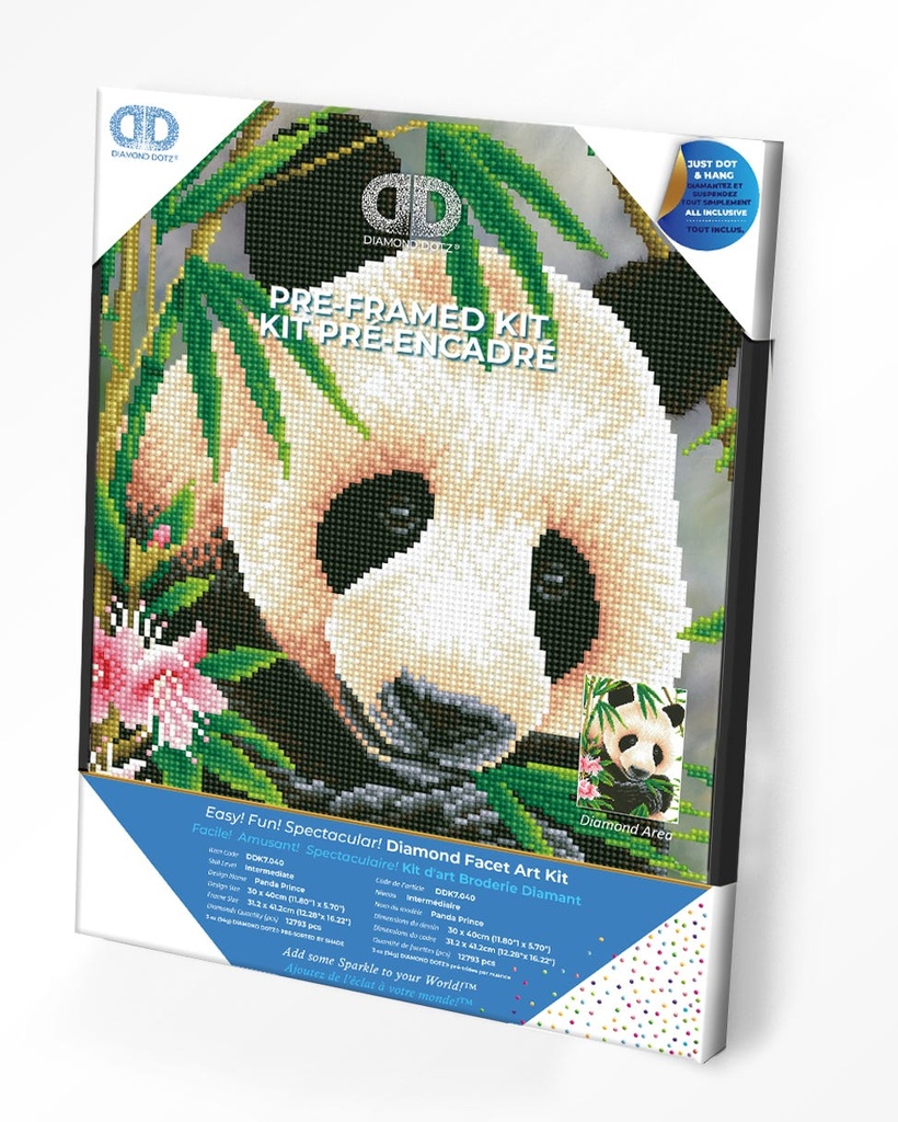 Dotting Diamond Set Panda Prince with Frame 40.00 x 30.00 CM