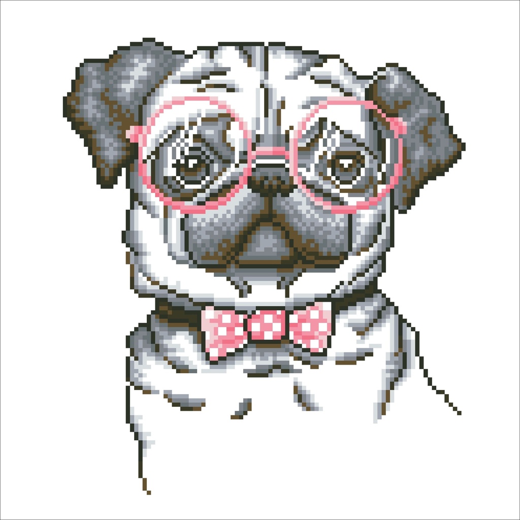 Dotting Diamond Set Hug A Pug with Frame 35.00 x 35.00 CM