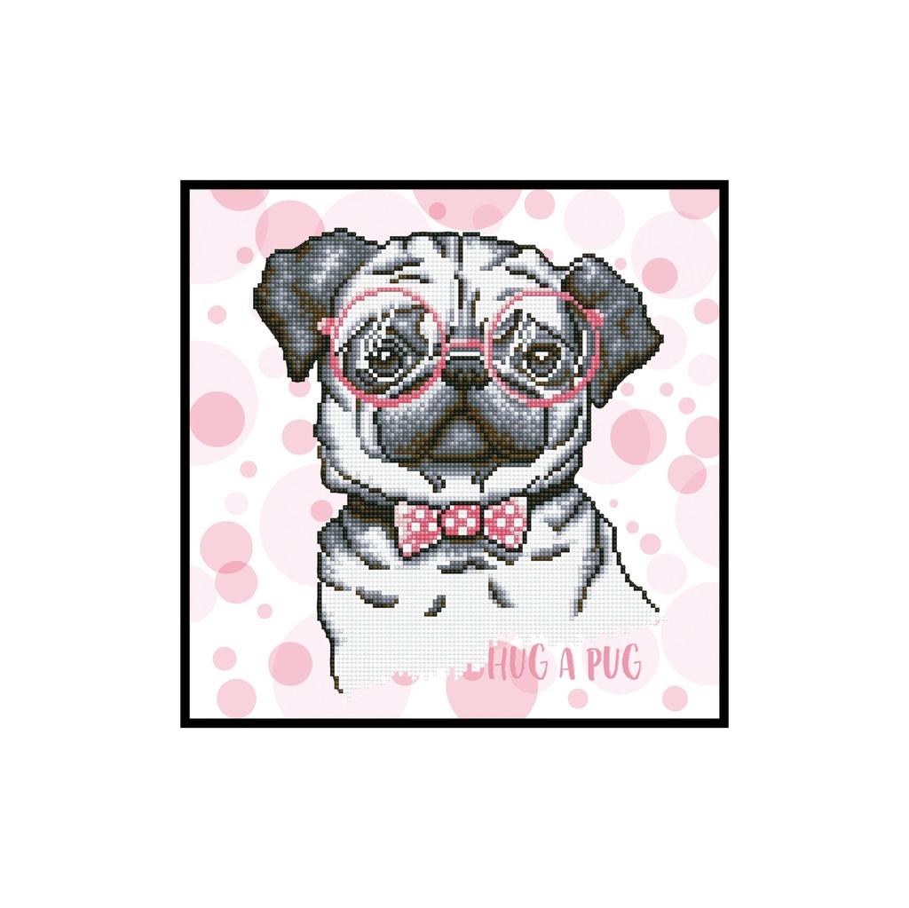 Dotting Diamond Set Hug A Pug with Frame 35.00 x 35.00 CM