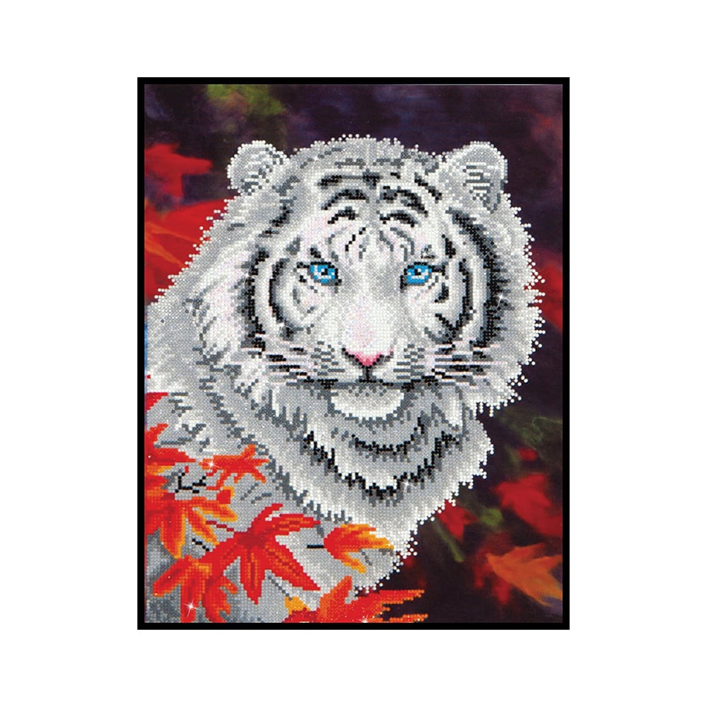 Dotting Diamond Set White Tiger in Autumn with Frame 45.72 x 35.50 CM