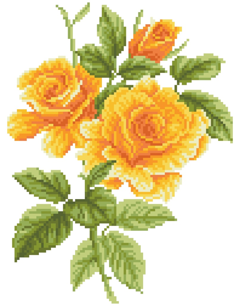 Dotting Diamond Set Yellow Rose Bouquet with Frame 36.00 x 28.00 CM