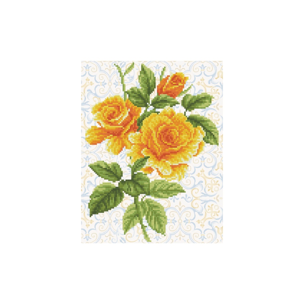 Dotting Diamond Set Yellow Rose Bouquet with Frame 36.00 x 28.00 CM