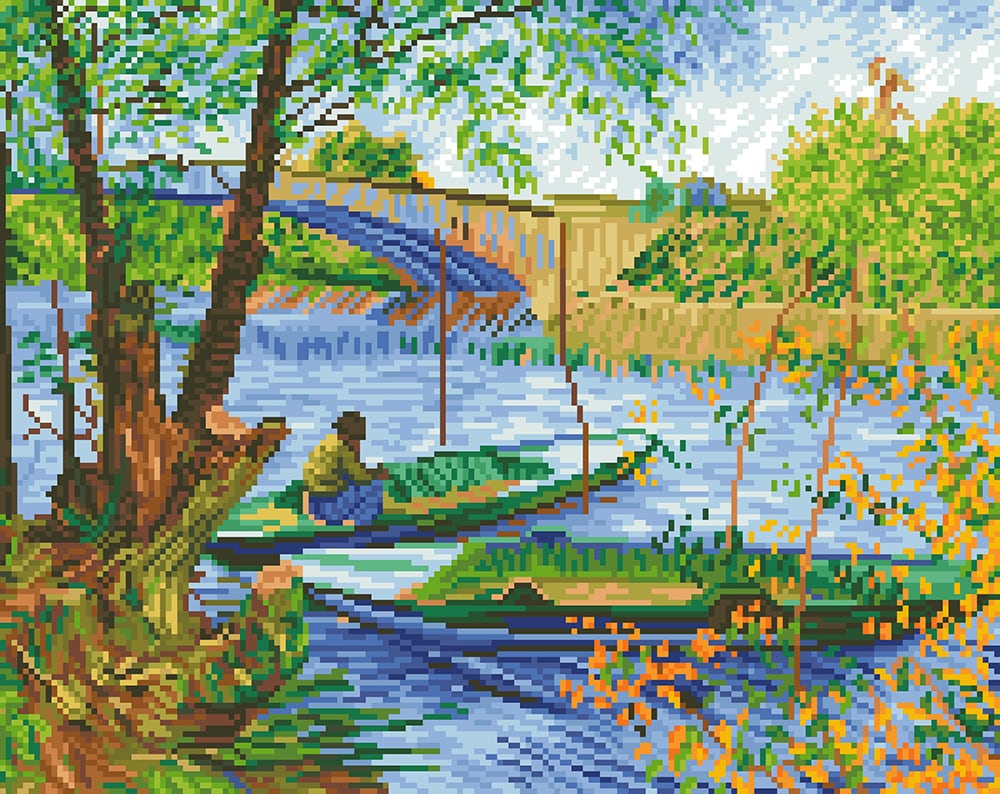 Dotting Diamond Fishing in Spring Van Gogh 40.00 x 50.00 CM